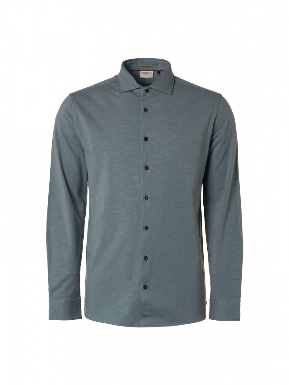 NO EXCESS Heren Overhemd Jersey Tricot Staalgrijs 