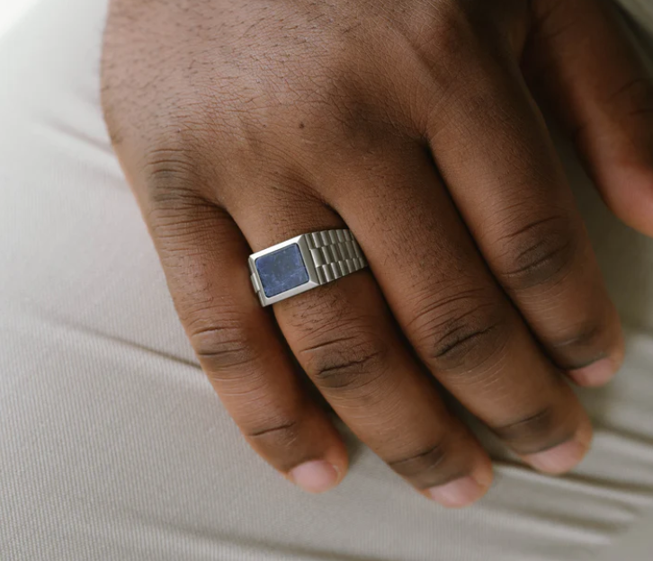 STEEL&BARNETT Herenring Hudson met Edelsteen Zilver-Sodaliet - Afbeelding 2