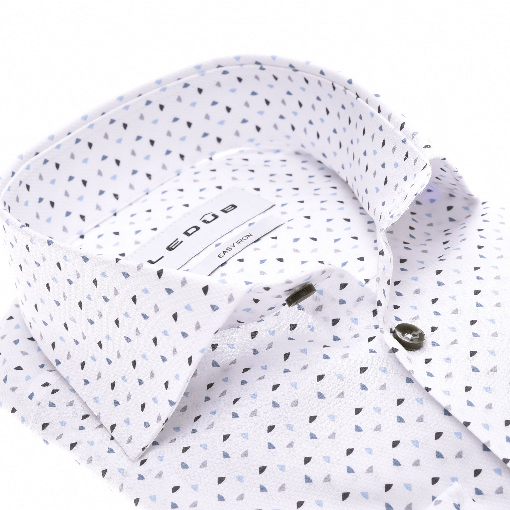 LEDÛB Overhemd Blauw-Beige Print Modern Fit  - Afbeelding 2
