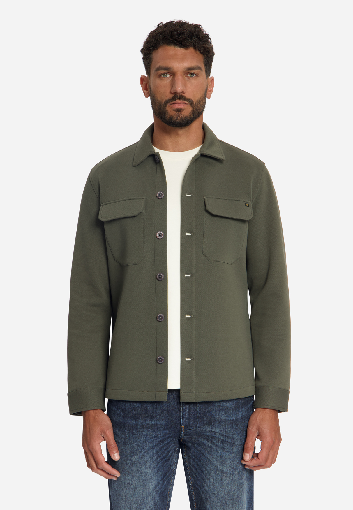 NO EXCESS Heren Overshirt Donker Groen 