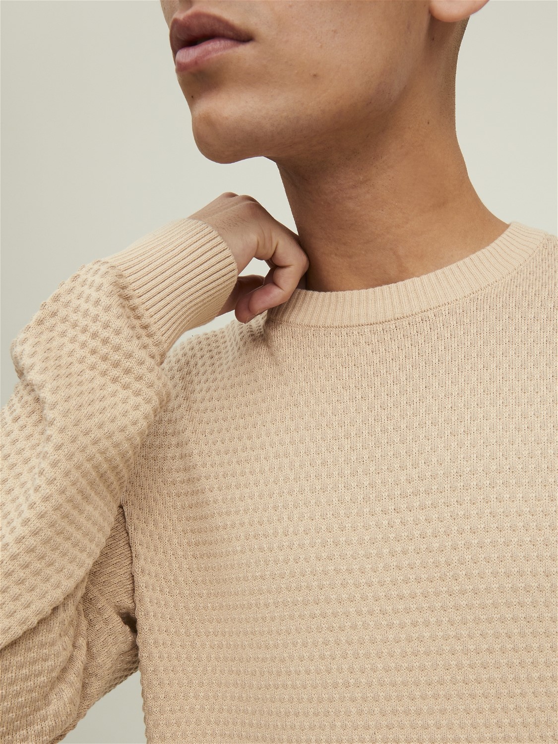 JACK&JONES Gebreide Herentrui Atlas Oatmeal  - Afbeelding 4