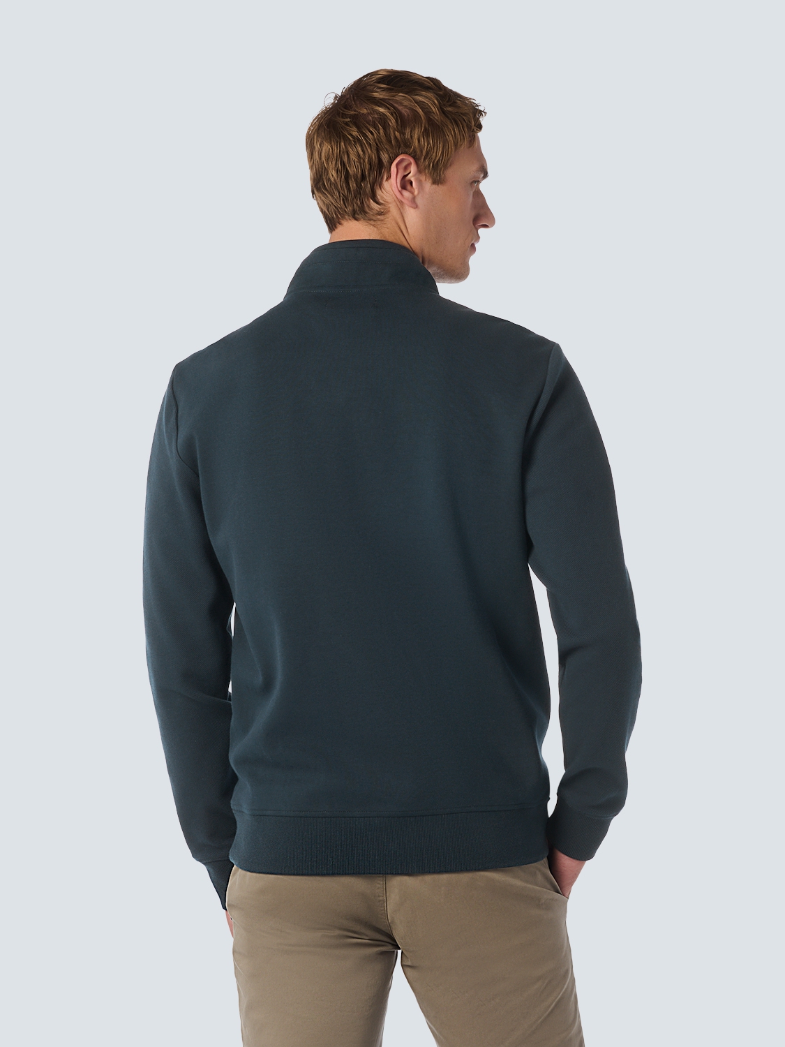 NO EXCESS Vest Met Rits Jacquard Night Blue - Afbeelding 3