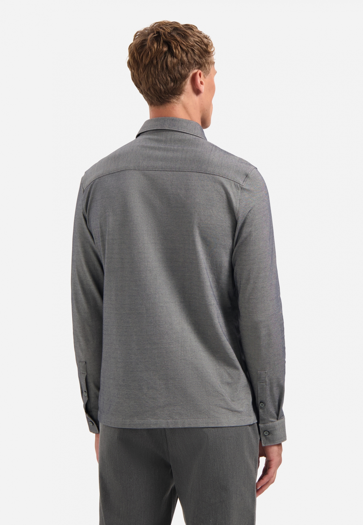 NO EXCESS Jersey Heren Overhemd Melange Donkergrijs  - Afbeelding 2