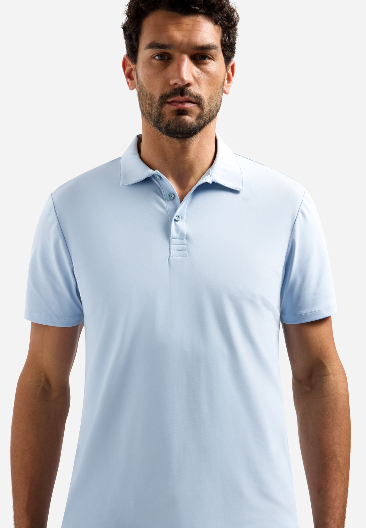 NO EXCESS Heren Poloshirt Travel Jersey Sedoc Lichtblauw - Afbeelding 2