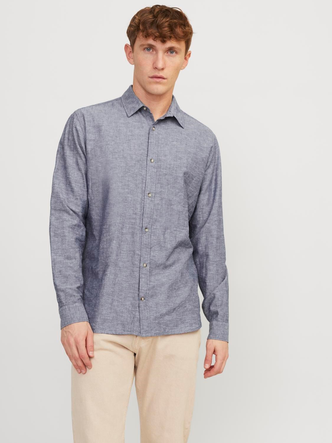 JACK&JONES Heren Overhemd Linnen Blauw  - Afbeelding 2