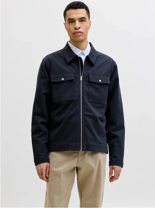 JACK & JONES Heren Overshirt Met Rits Pete Neo Donkerblauw  - Afbeelding 4