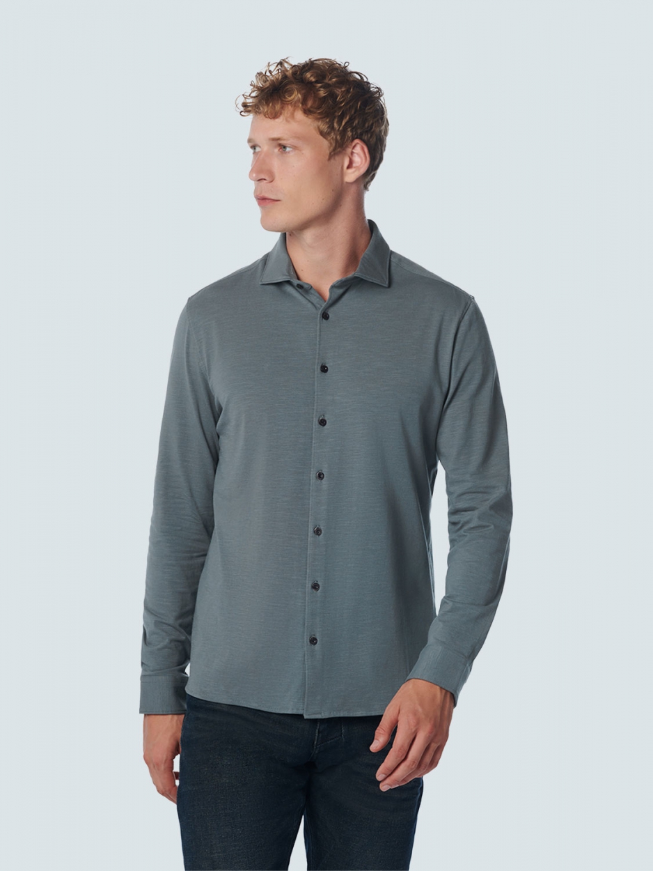 NO EXCESS Heren Overhemd Jersey Tricot Staalgrijs  - Afbeelding 3