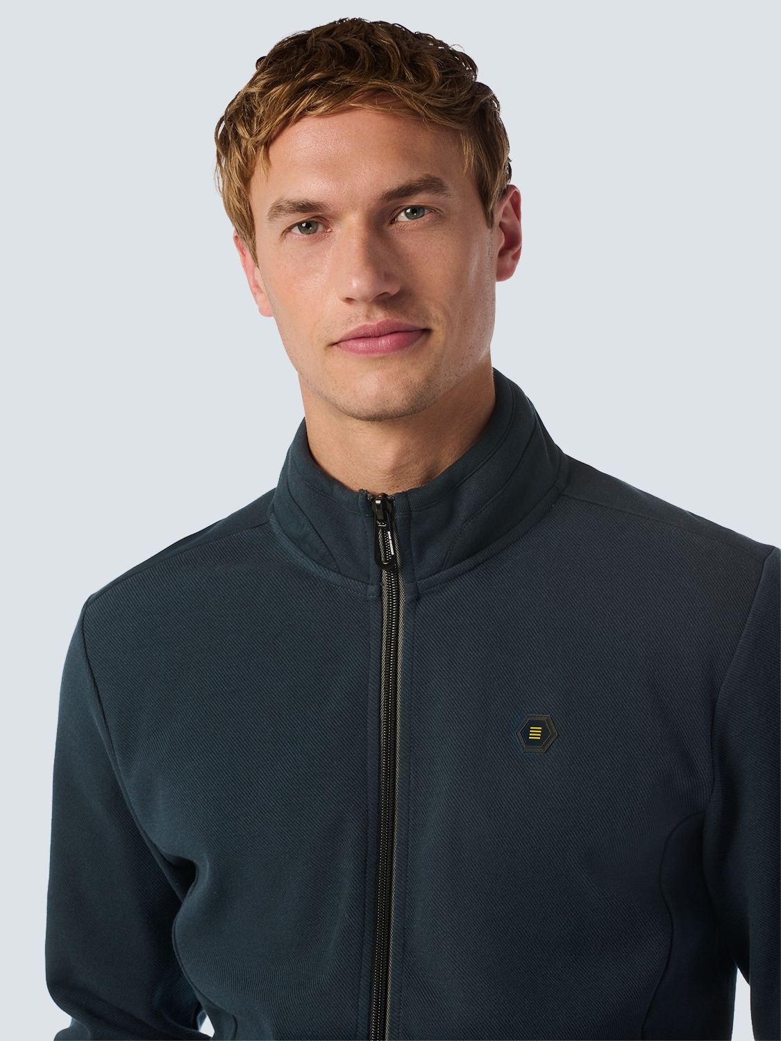 NO EXCESS Vest Met Rits Jacquard Night Blue - Afbeelding 4