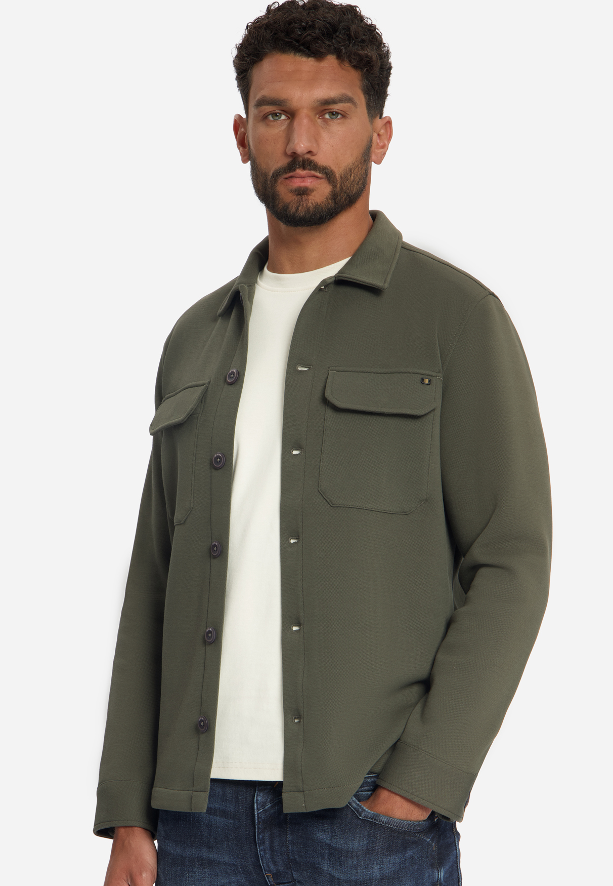 NO EXCESS Heren Overshirt Donker Groen  - Afbeelding 3