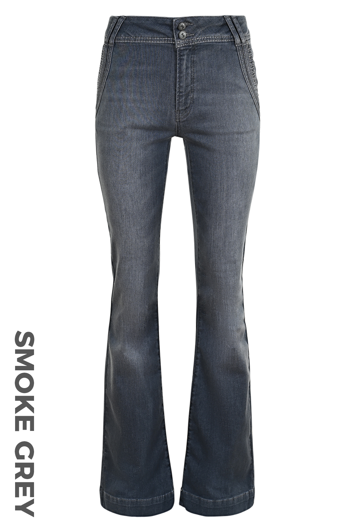 DNM PURE Dames Spijkerbroek Flynn Pocket Smoke Grey 