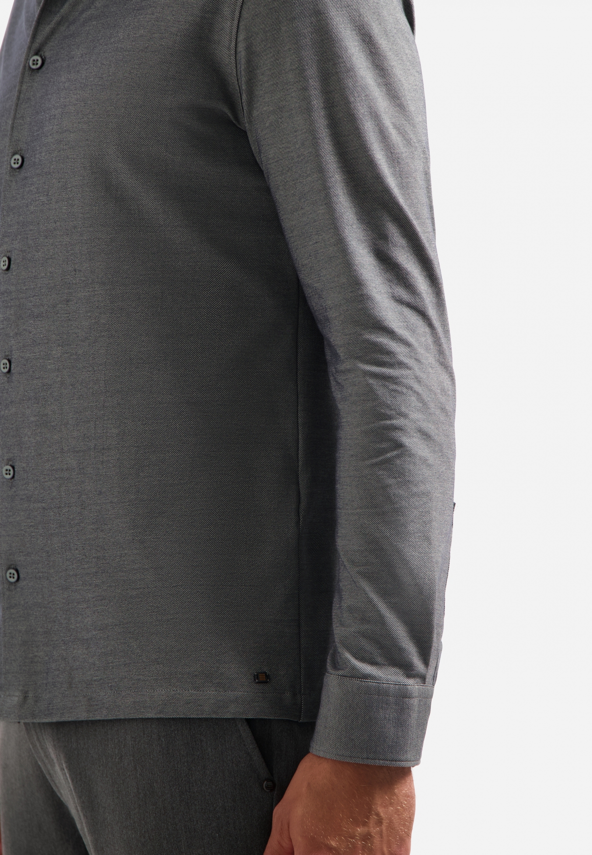 NO EXCESS Jersey Heren Overhemd Melange Donkergrijs  - Afbeelding 4