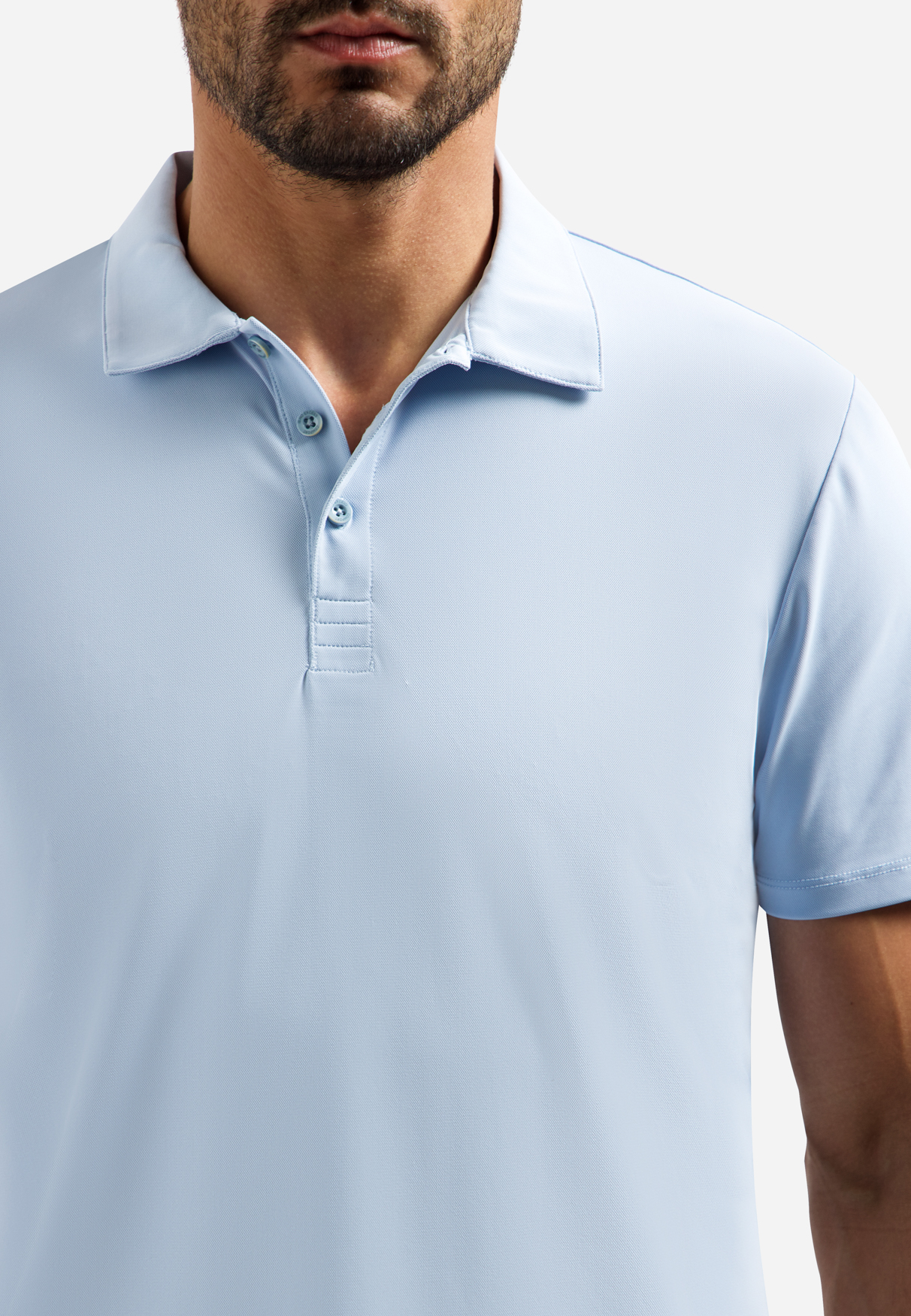NO EXCESS Heren Poloshirt Travel Jersey Sedoc Lichtblauw - Afbeelding 4