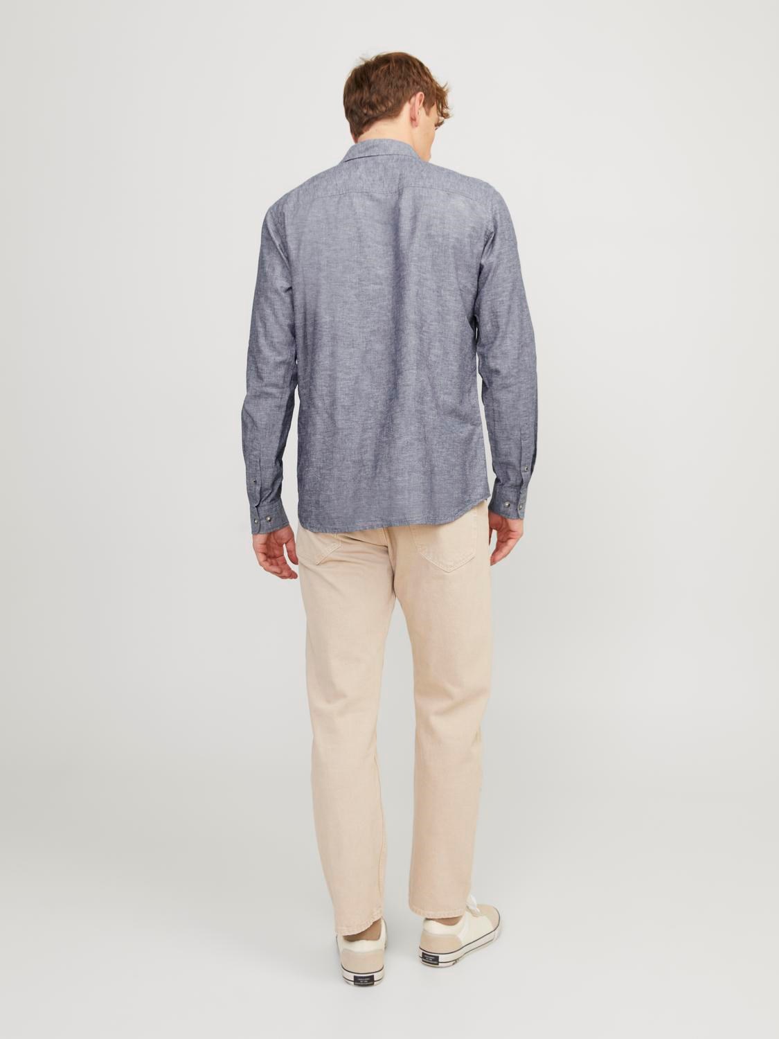 JACK&JONES Heren Overhemd Linnen Blauw  - Afbeelding 3