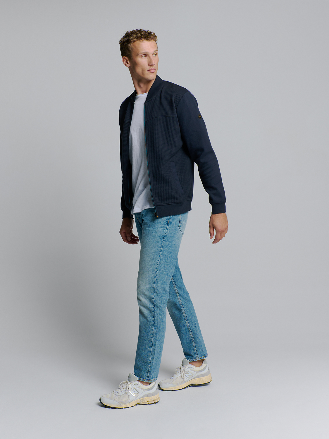 NO EXCESS Vest Met Rits Jacquard Deep Blue  - Afbeelding 3