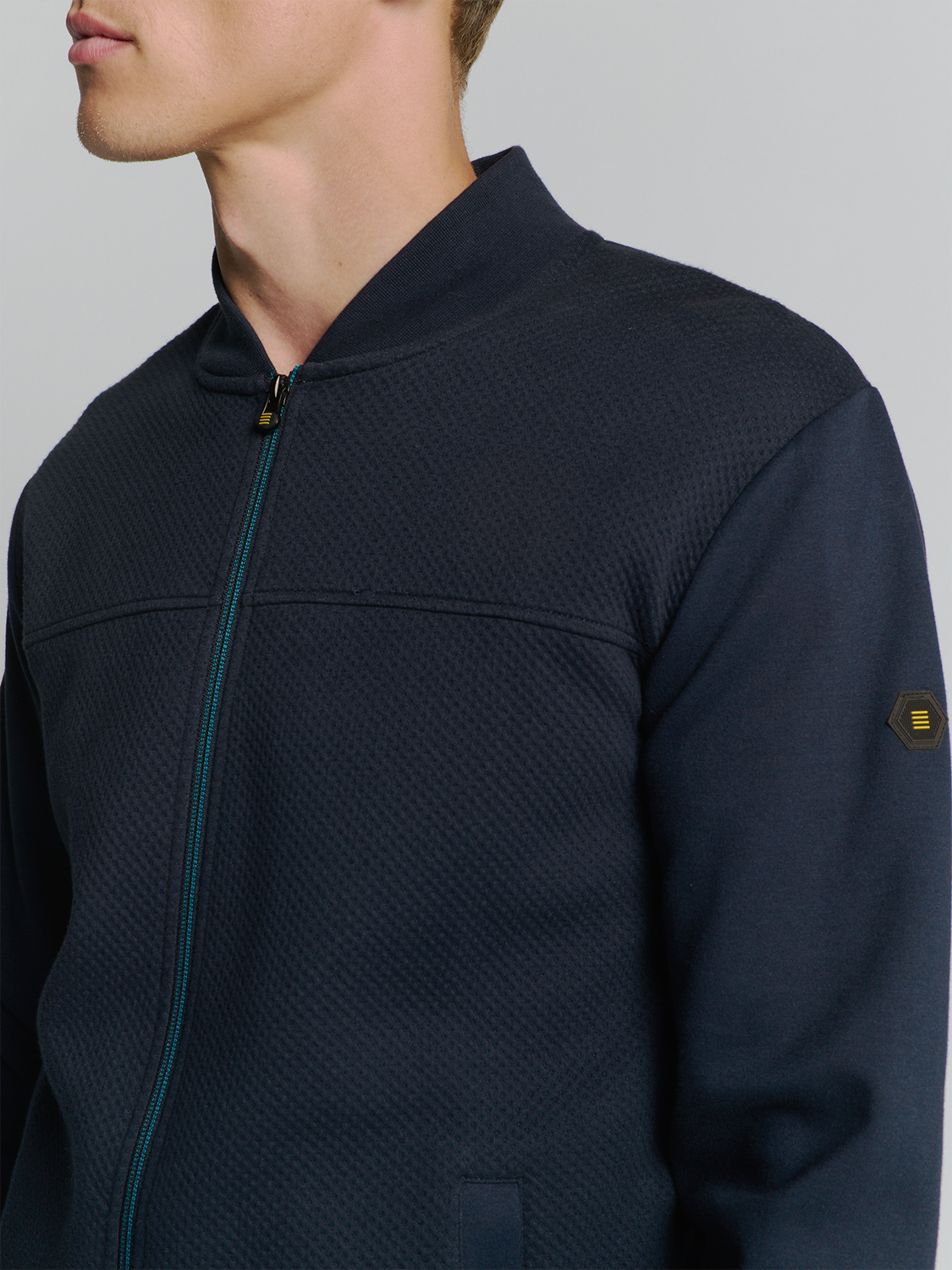 NO EXCESS Vest Met Rits Jacquard Deep Blue  - Afbeelding 4