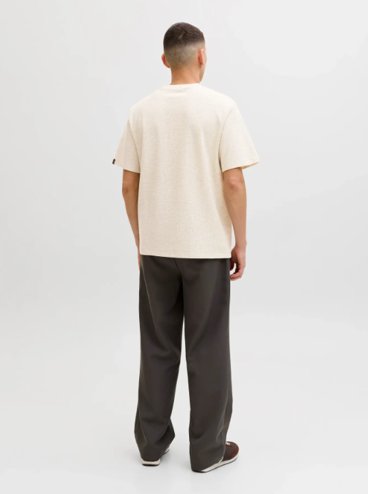 JACK & JONES Heren T-Shirt Daytona Wafelstructuur Wit-Grijs Gemeleerd  - Afbeelding 4