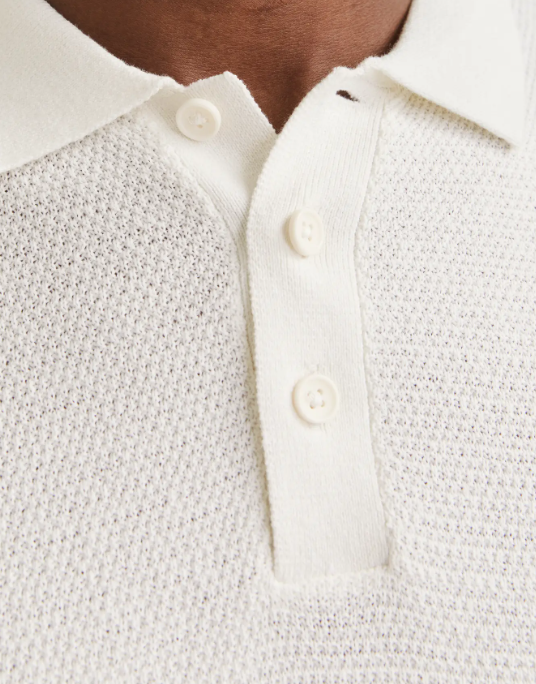 JACK & JONES Gebreid Heren Poloshirt George Offwhite - Afbeelding 5