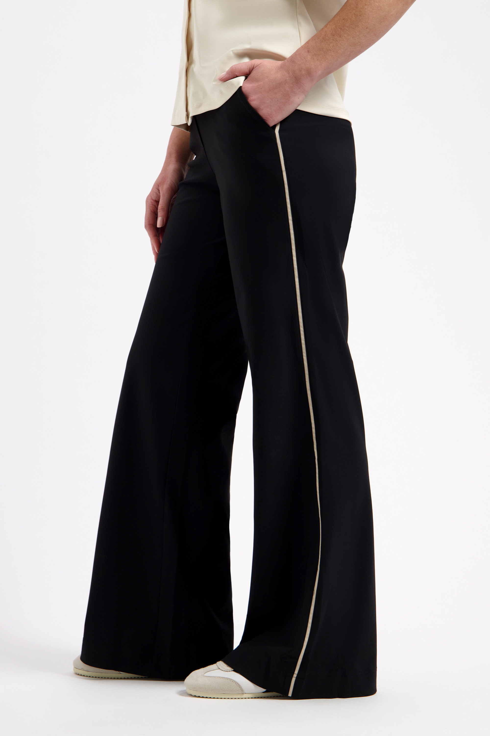 LADY DAY Dames Travel broek Met Bies Zwart