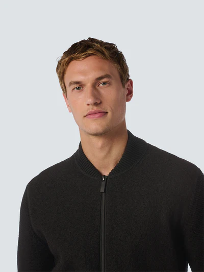 NO EXCESS Heren Bomber Vest Wol Zwart  - Afbeelding 3