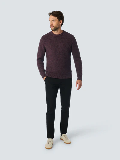 NO EXCESS Heren Trui Met Ronde Hals Aubergine  - Afbeelding 3