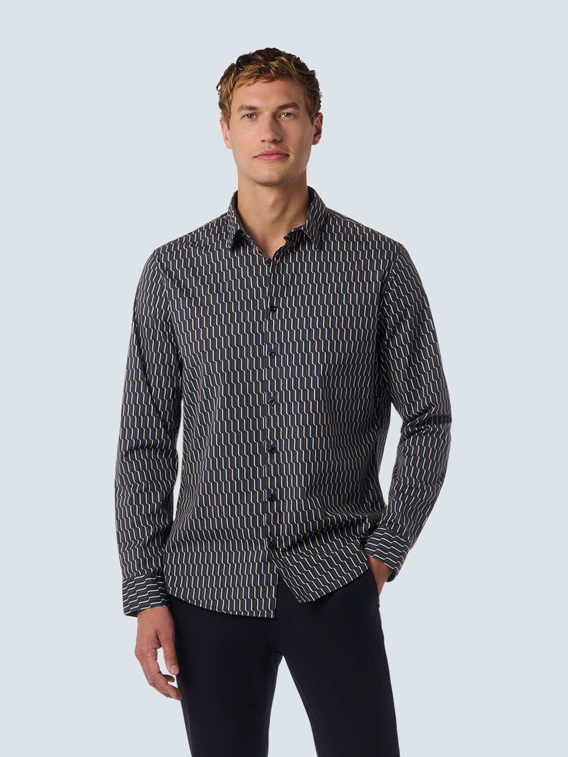 NO EXCESS Overhemd Stretch Allover Printed Black - Afbeelding 3