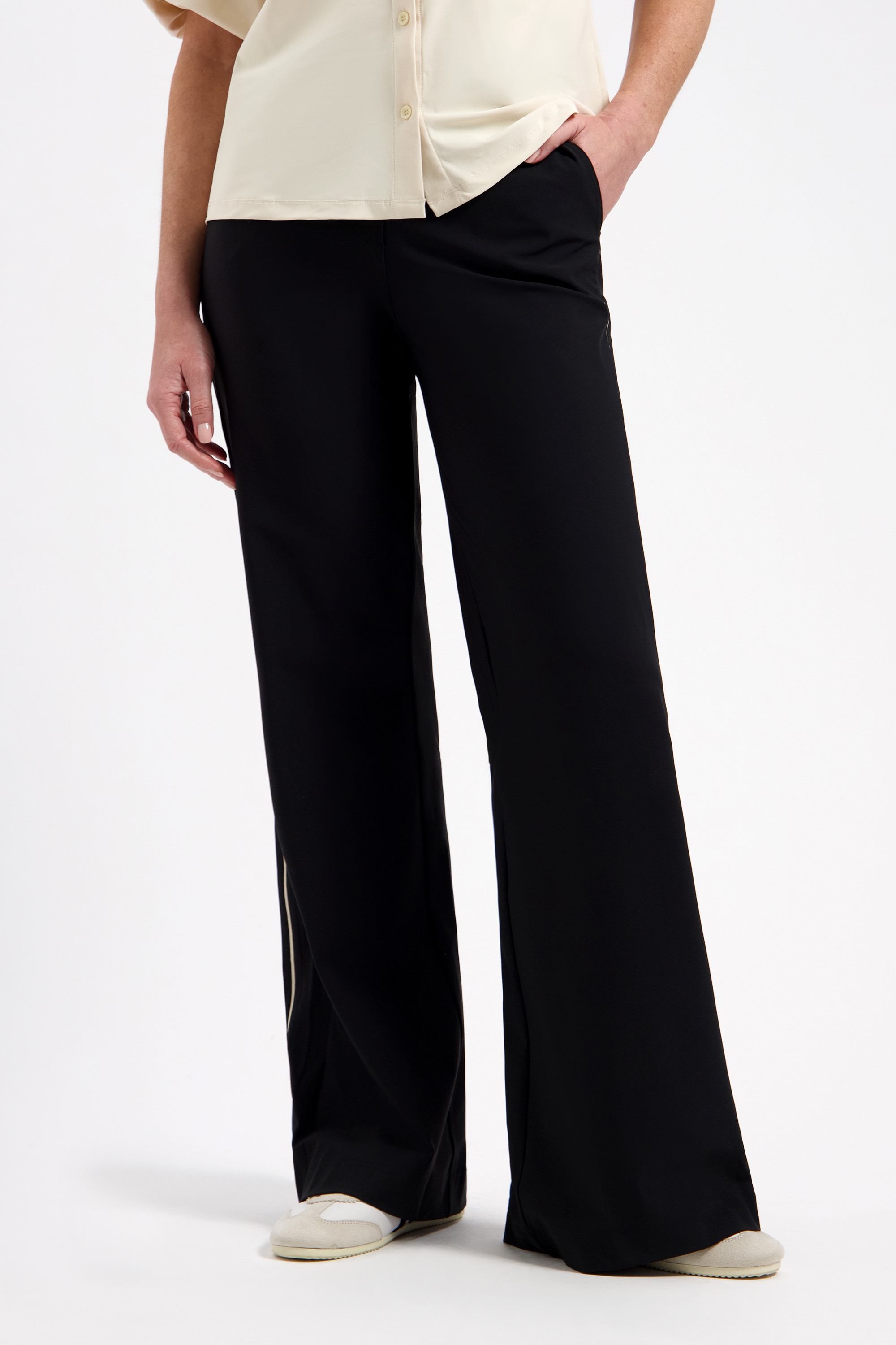 LADY DAY Dames Travel broek Met Bies Zwart - Afbeelding 2
