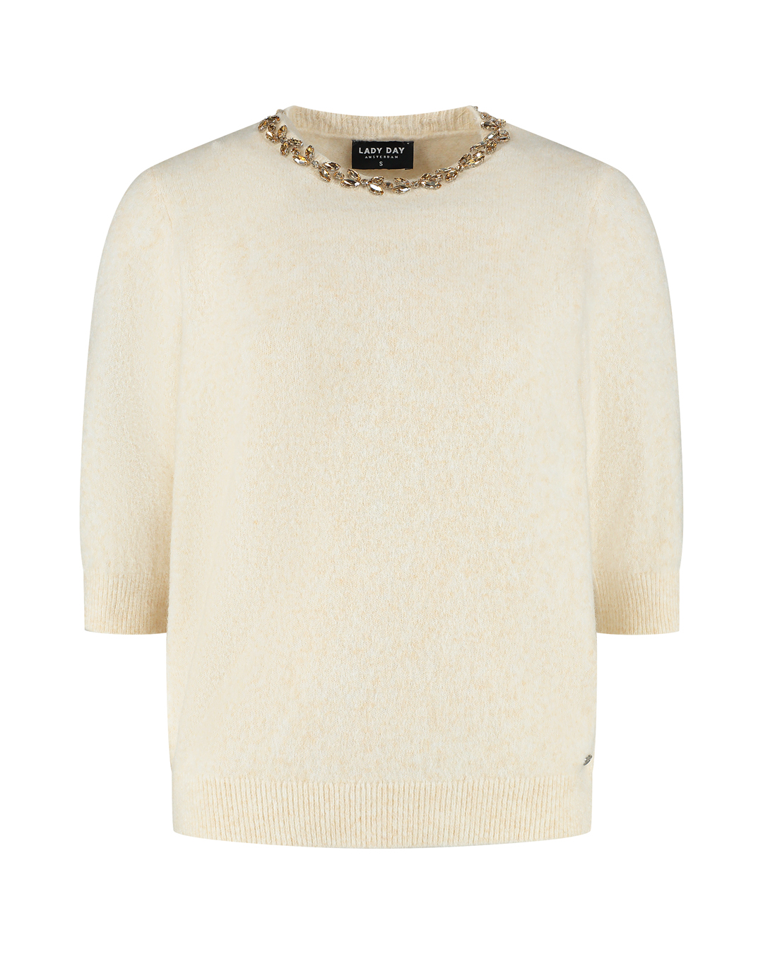 LADY DAY Gebreide Trui Aveline Vanilla Melange - Afbeelding 4