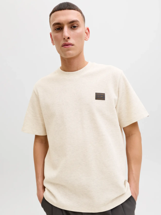 JACK & JONES Heren T-Shirt Daytona Wafelstructuur Wit-Grijs Gemeleerd  - Afbeelding 5