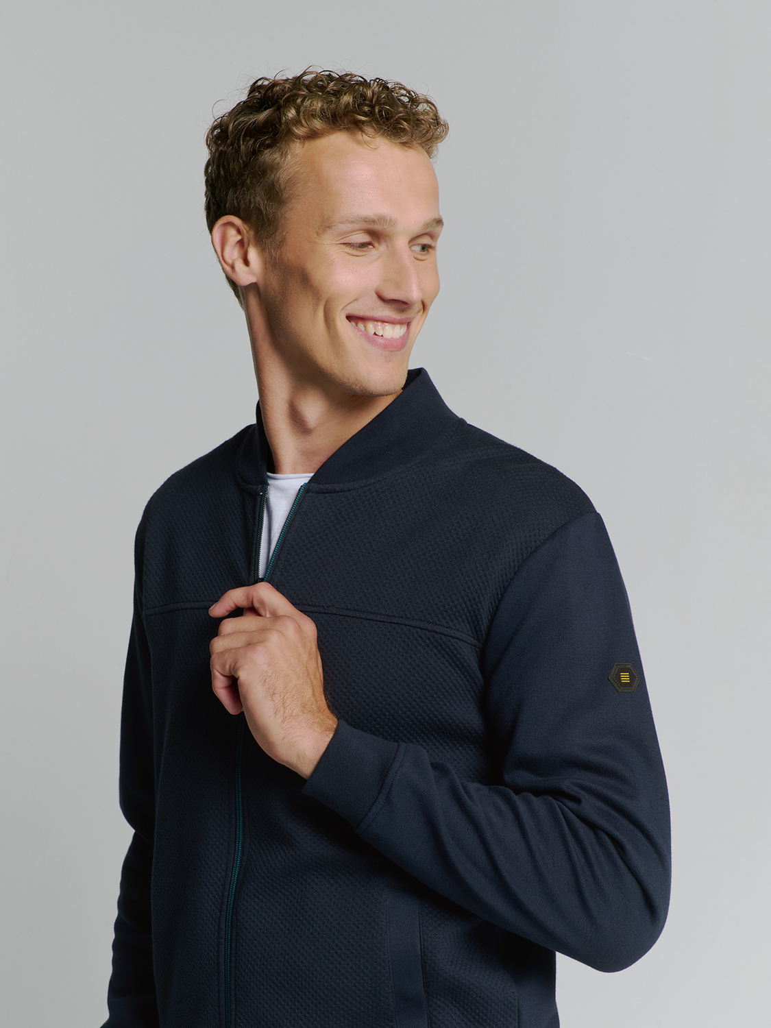 NO EXCESS Vest Met Rits Jacquard Deep Blue  - Afbeelding 5