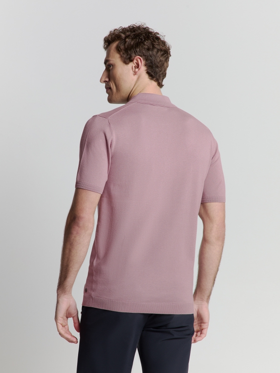 NO EXCESS Heren Poloshirt Met Rits Mauve Paars  - Afbeelding 2
