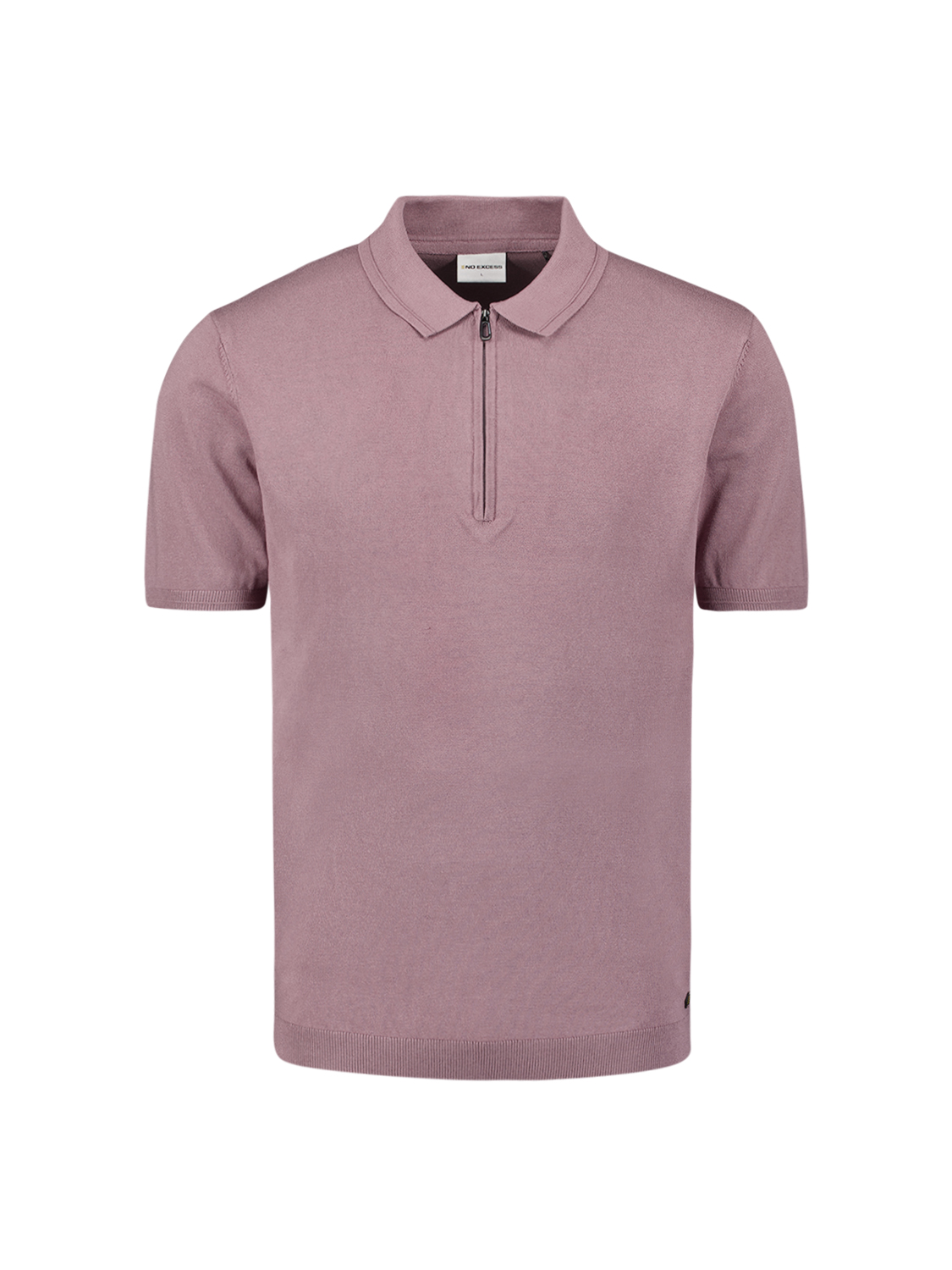 NO EXCESS Heren Poloshirt Met Rits Mauve Paars  - Afbeelding 3