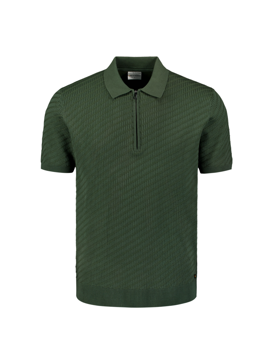 NO EXCESS Heren Poloshirt Met Rits Donkergroen 
