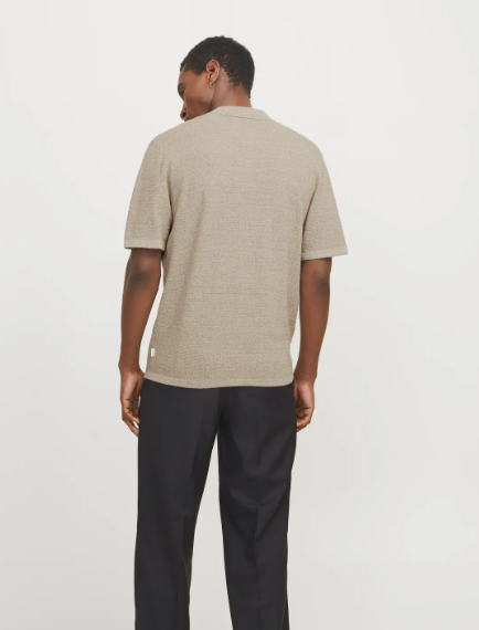 JACK & JONES Gebreid Heren Poloshirt George Beige  - Afbeelding 3