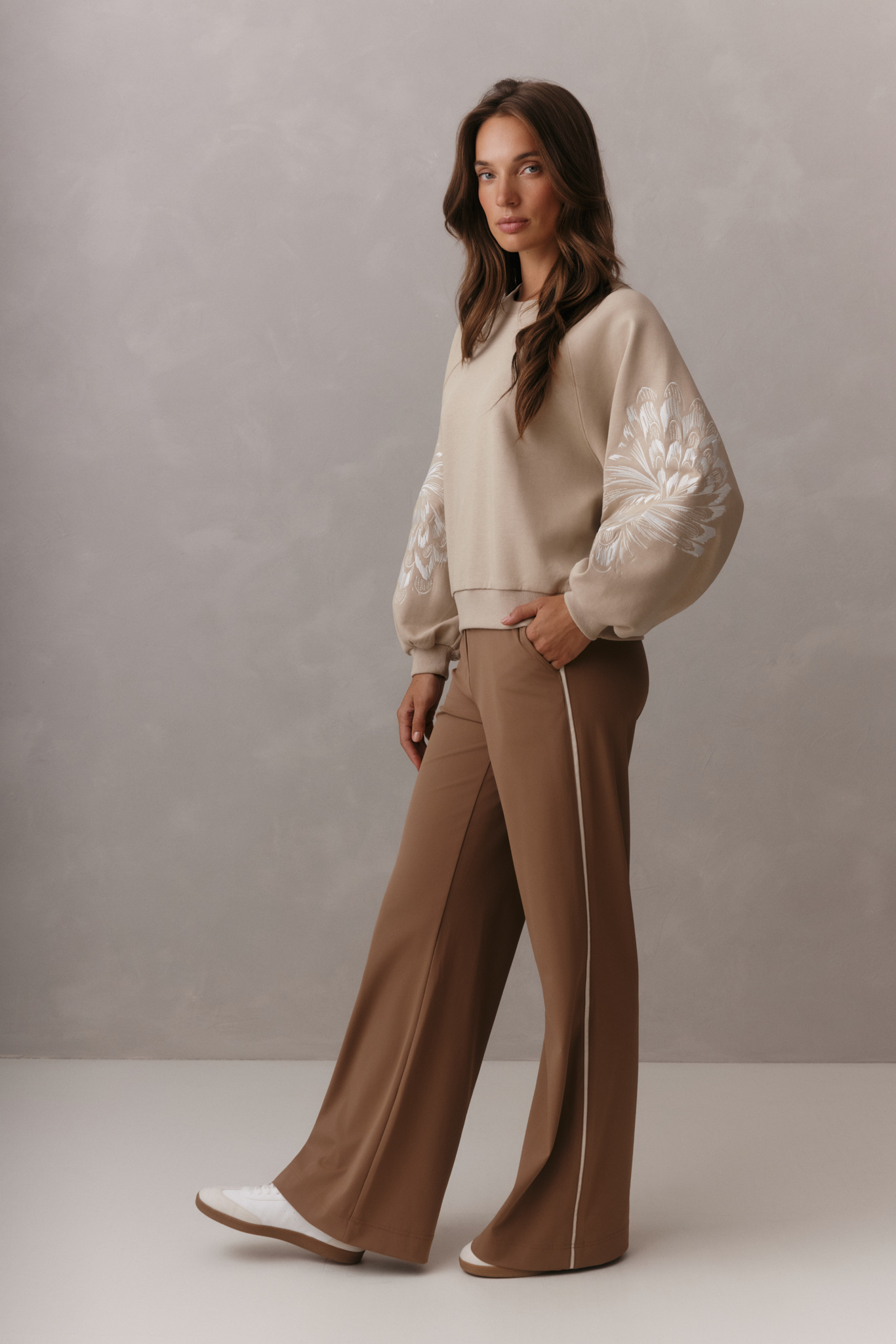 LADY DAY Dames Travel broek Met Bies Mocha Bruin