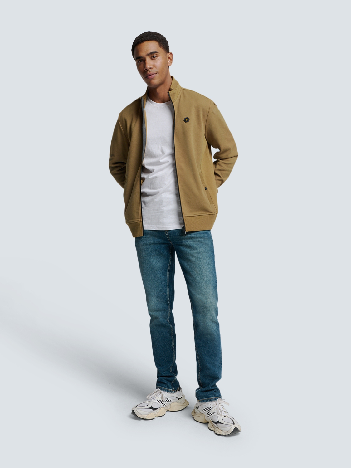 NO EXCESS Vest Met Rits Jacquard Khaki  - Afbeelding 2