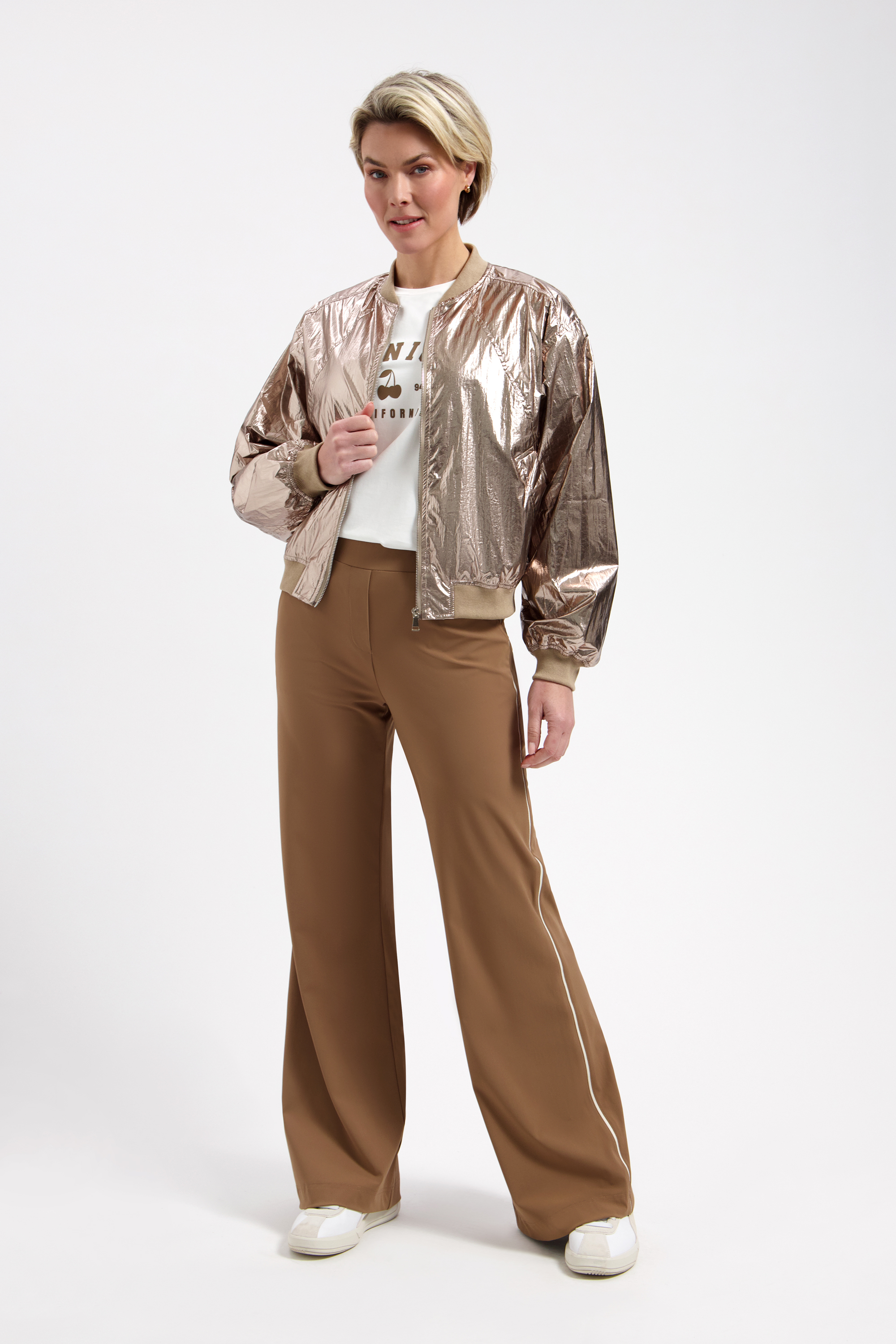 LADY DAY Dames Travel broek Met Bies Mocha Bruin - Afbeelding 2