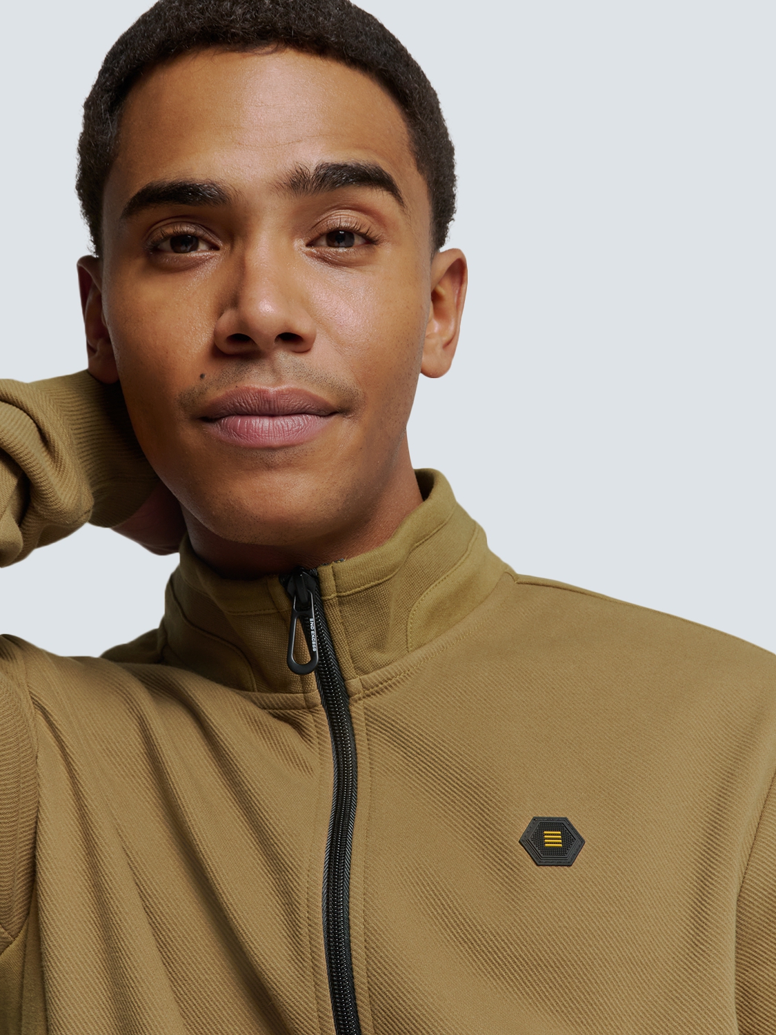NO EXCESS Vest Met Rits Jacquard Khaki  - Afbeelding 3