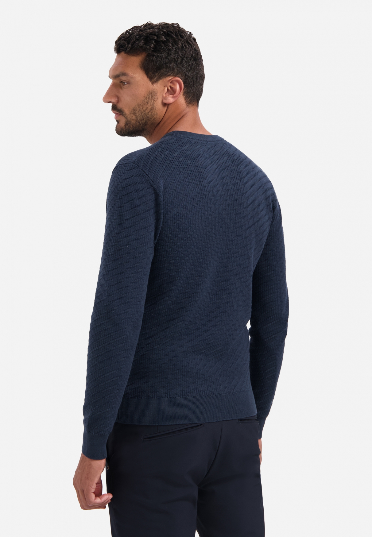 NO EXCESS Heren Trui Diagonaal Gebreid Donkerblauw - Afbeelding 2
