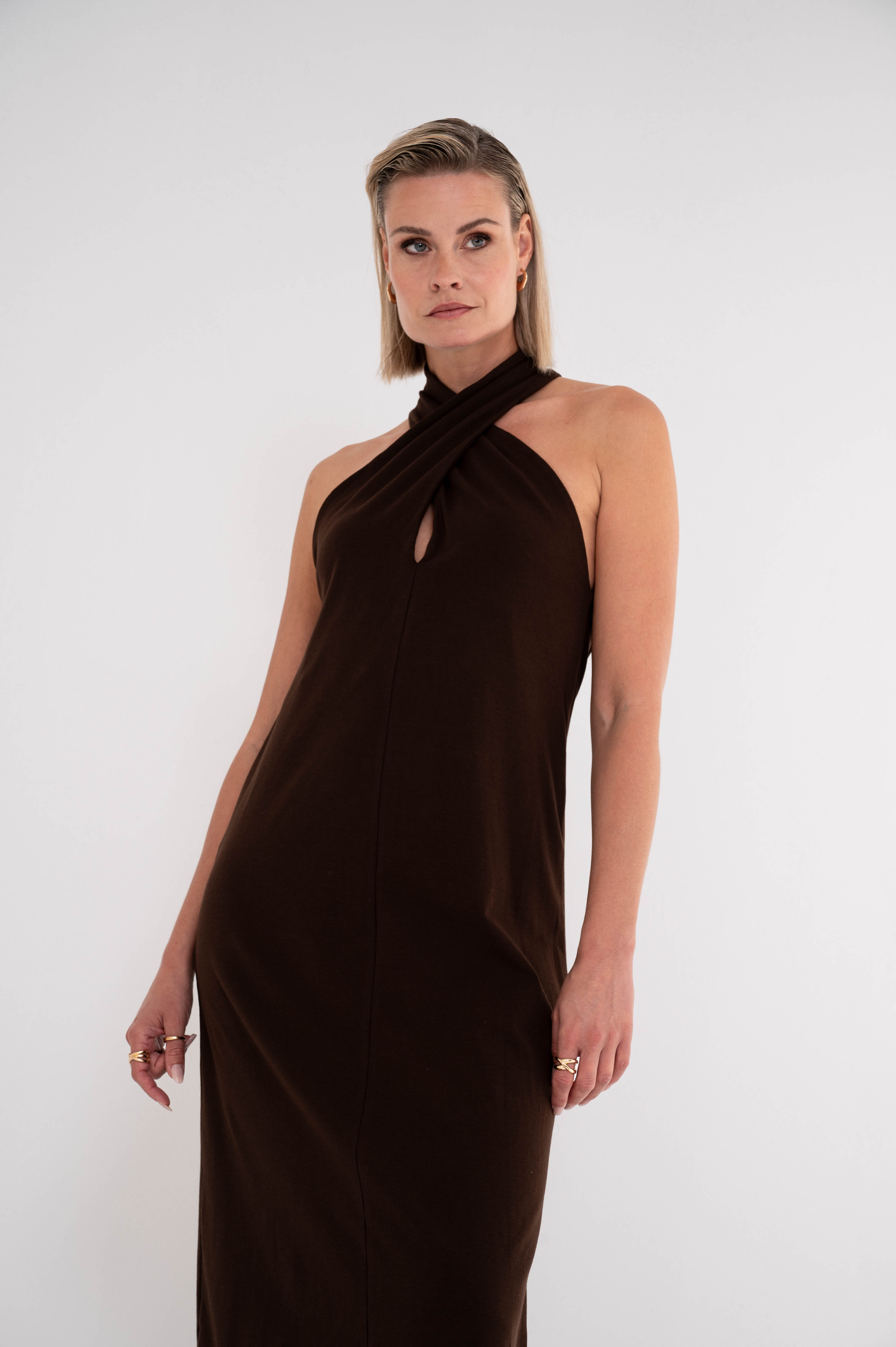 MAICAZZ Lange Jurk Tessa Choco Bruin  - Afbeelding 2