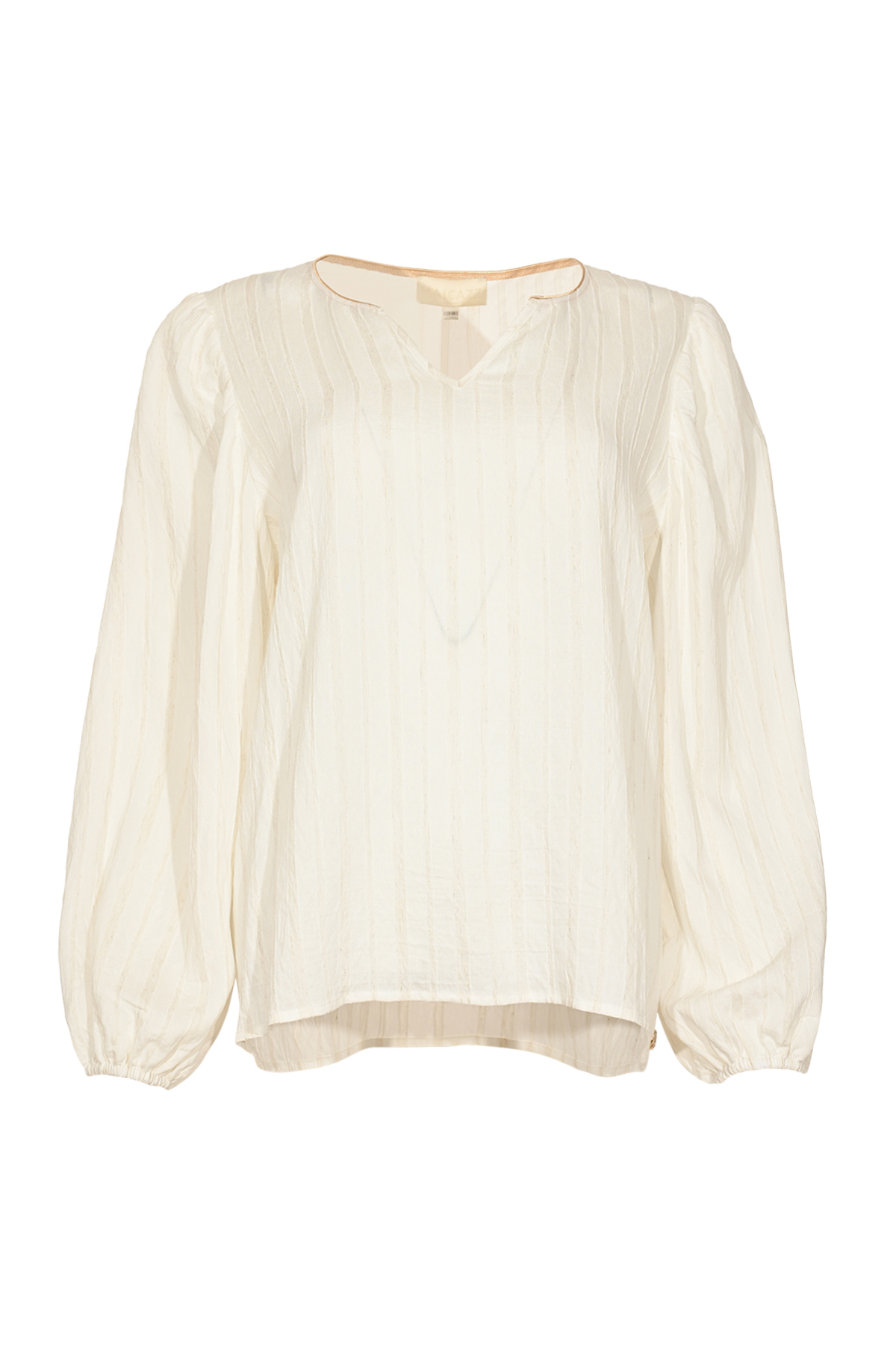 MAICAZZ Dames Blouse Mouranti Zand-Offwhite Gestreept 