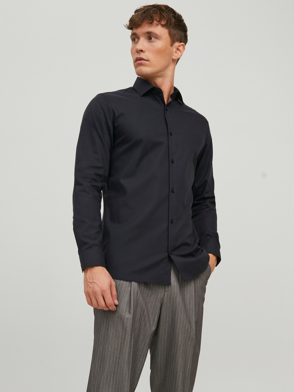 JACK&JONES Heren Overhemd Parker Slim Fit Black 