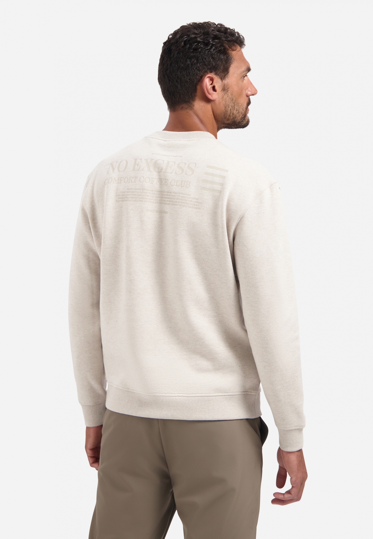 NO EXCESS Heren Sweater Met Achteropdruk Zandkleur 