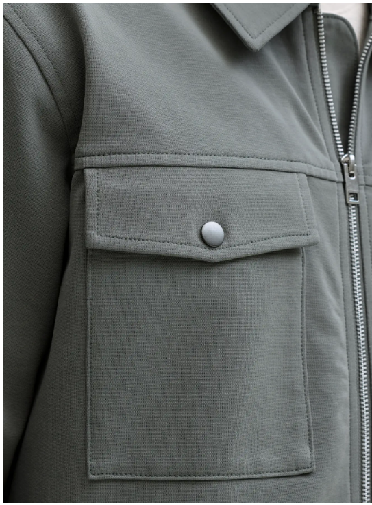 JACK & JONES Heren Overshirt Met Rits Pete Neo Grijs Groen  - Afbeelding 5