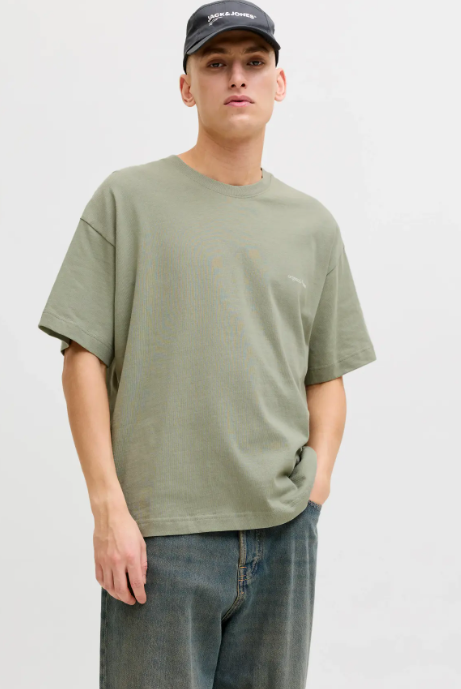 JACK & JONES Heren T-Shirt Montauk Met Rugprint Groen 