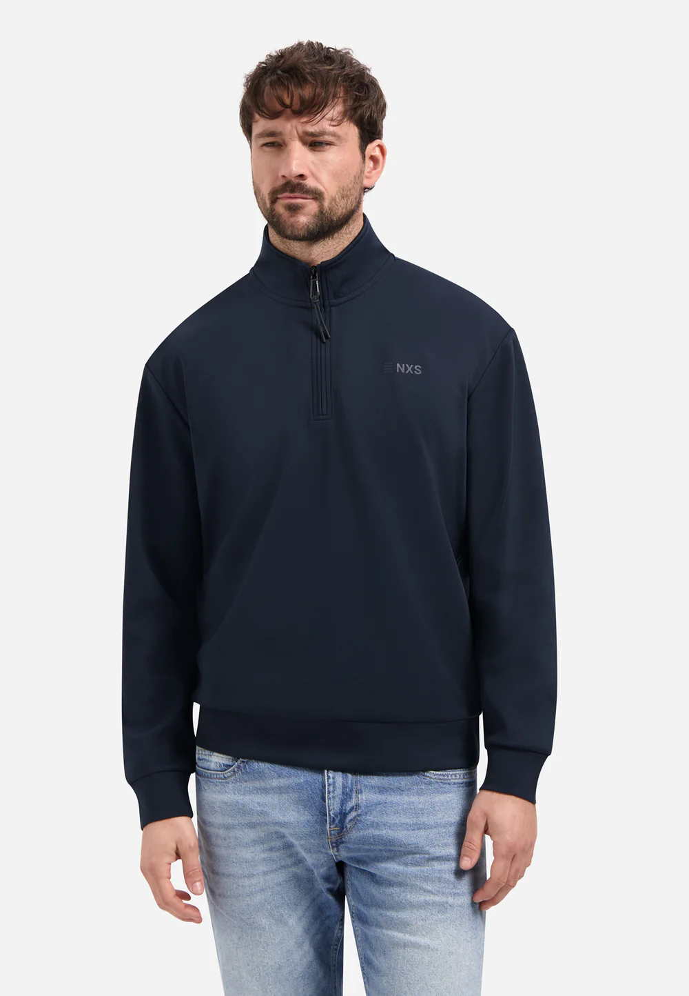 NO EXCESS  Zoom Halve-Rits Sweater Night