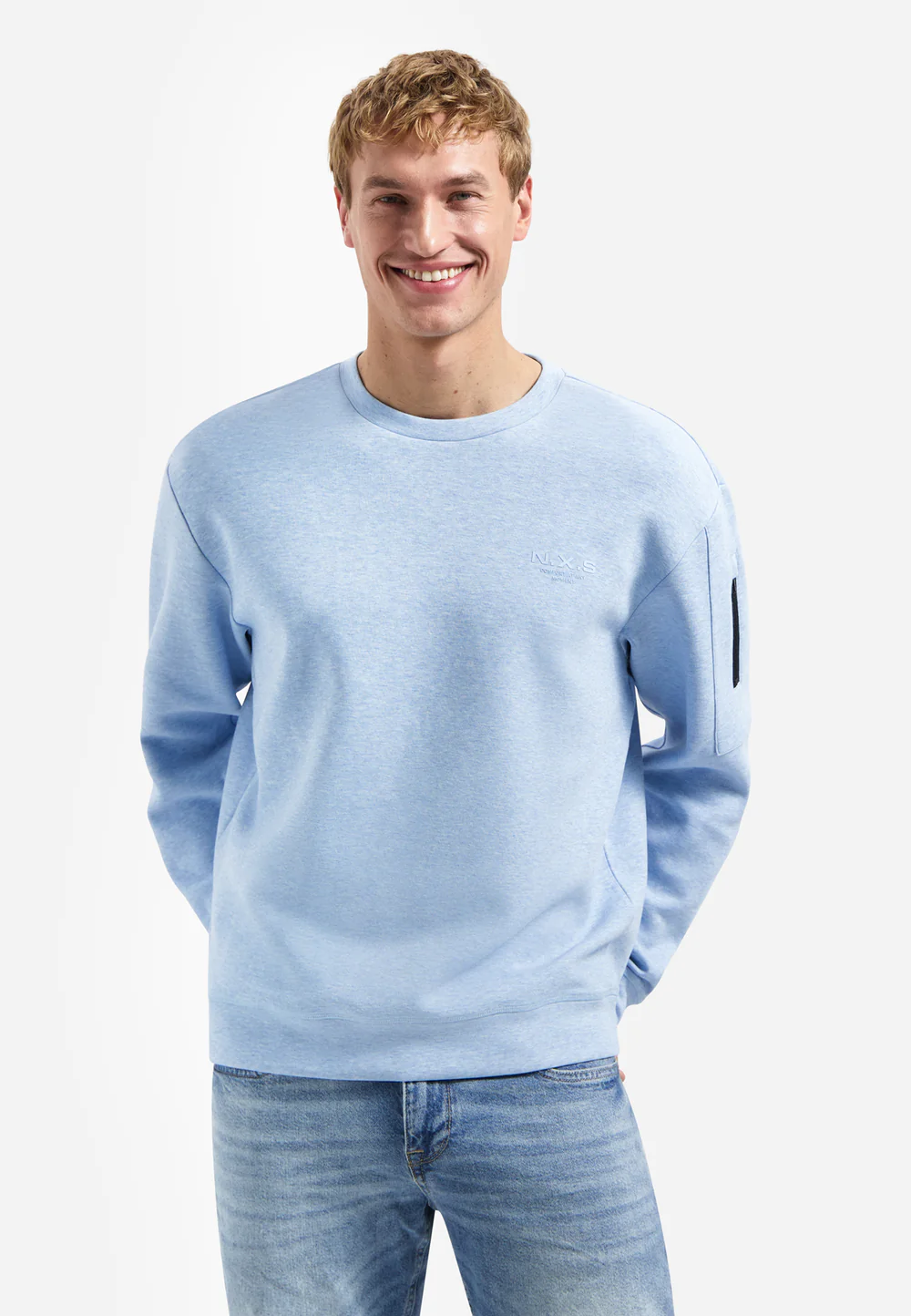 NO EXCESS Melange Sweater Blue