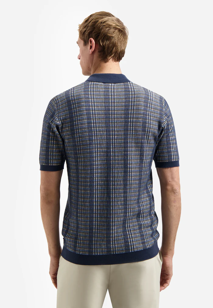 NO EXCESS Gebreide Polo Jacquardstructuur Night  - Afbeelding 4