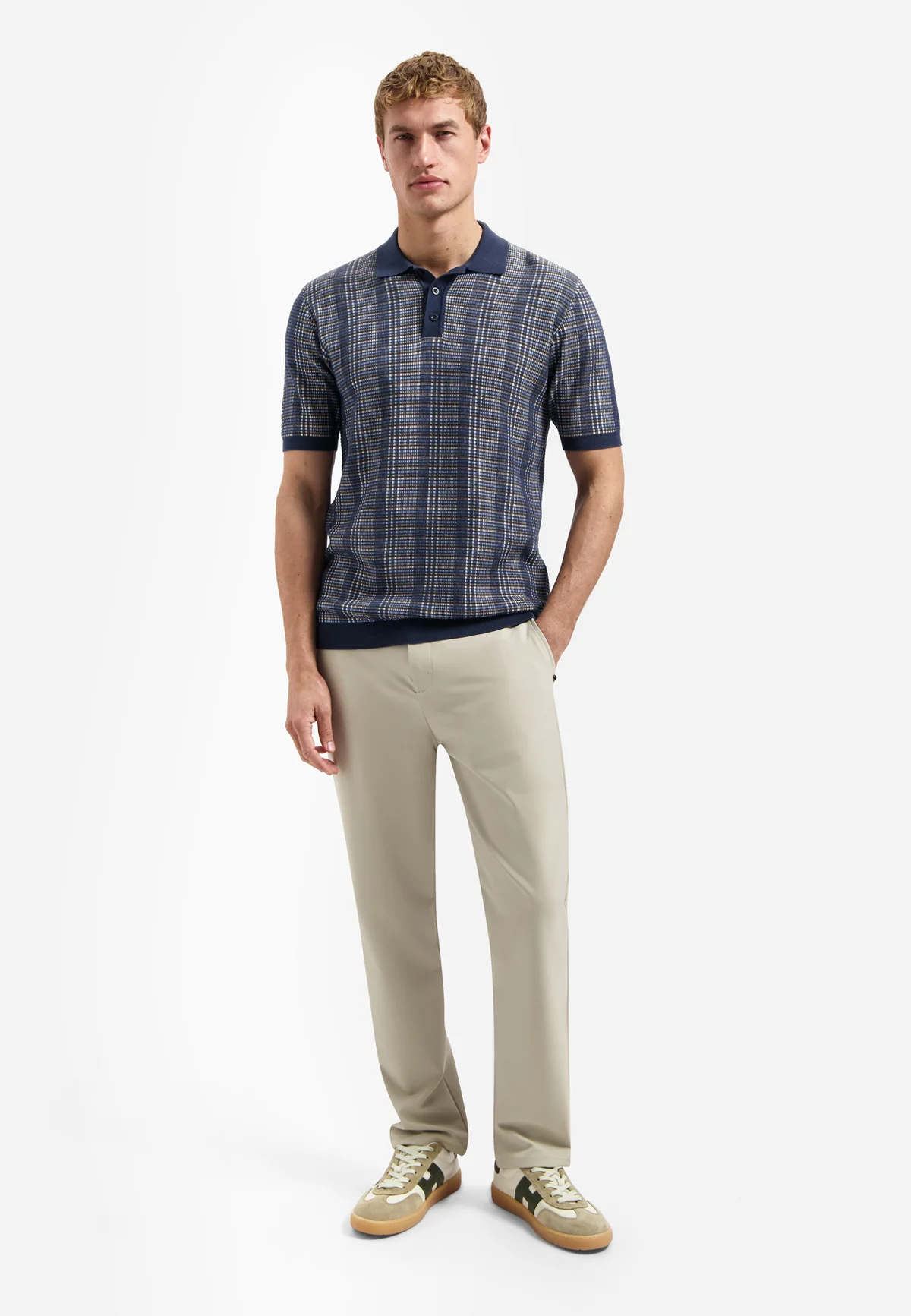 NO EXCESS Gebreide Polo Jacquardstructuur Night  - Afbeelding 2