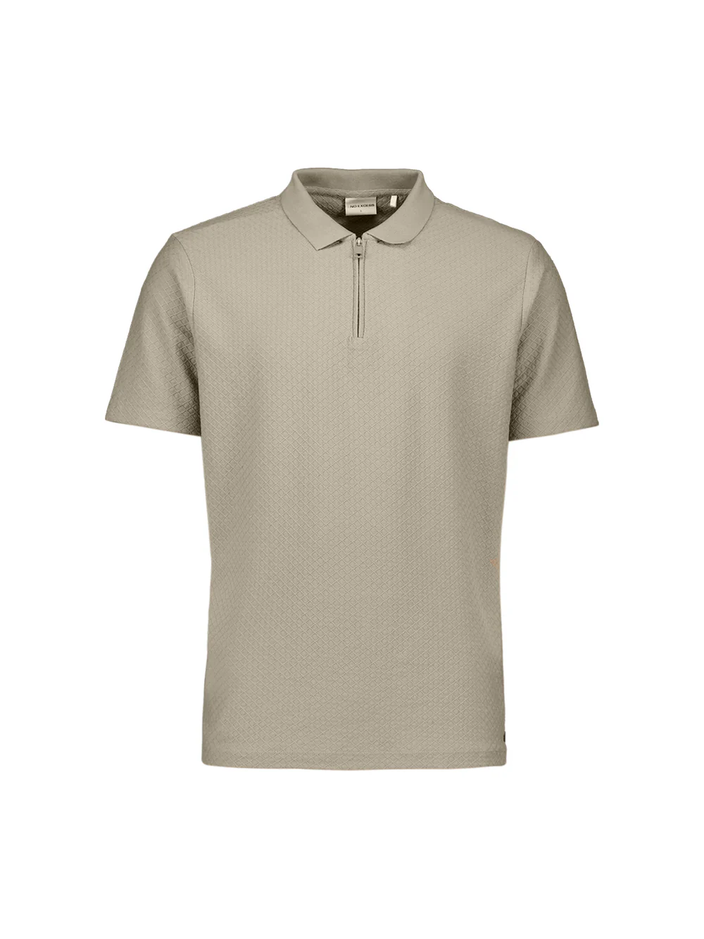 NO EXCESS Jacquard Polo Shirt Zip Taupe