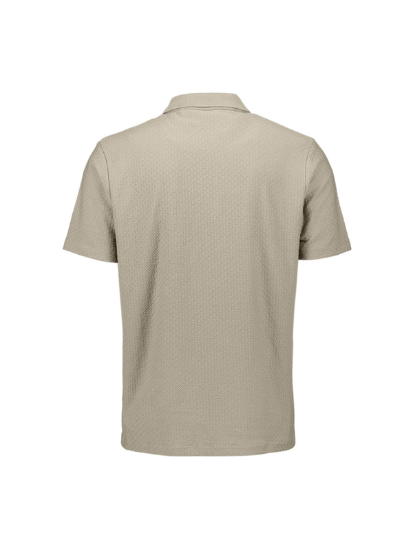 NO EXCESS Jacquard Polo Shirt Zip Taupe - Afbeelding 2
